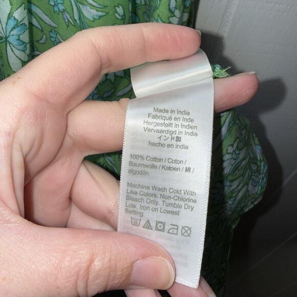 J. Crew Women’s Tie Front Voile Cover Up Midi Dress Marigold Blooms Green Size S - Picture 7 of 7